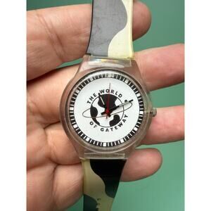 Vintage The World of Gateway Computers 1990s Cow Print Band Logo Watch Works!